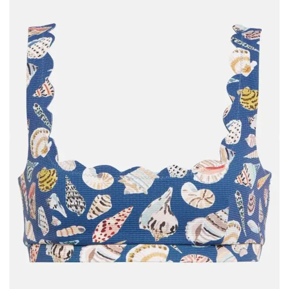 Marysia Palm Springs Printed Bikini Top Blue Seashells Small